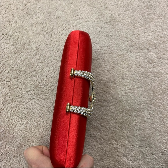 INC International Concepts Red Clutch with Silver Accent - Picture 5 of 14